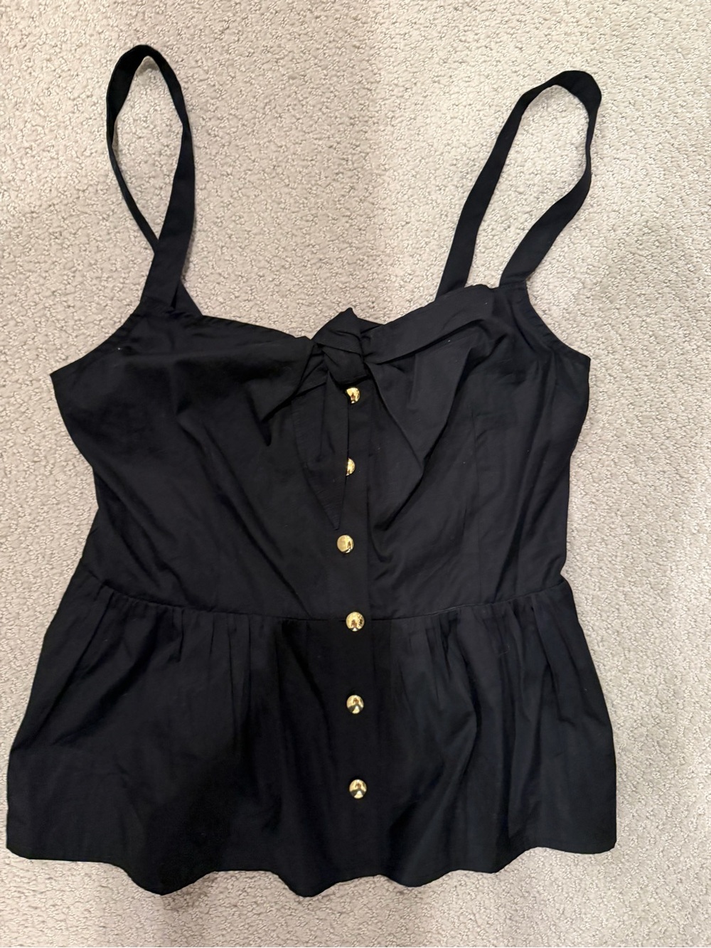 Jcrew Black Button-Front Peplum Jumpsuit Top with Tie Straps